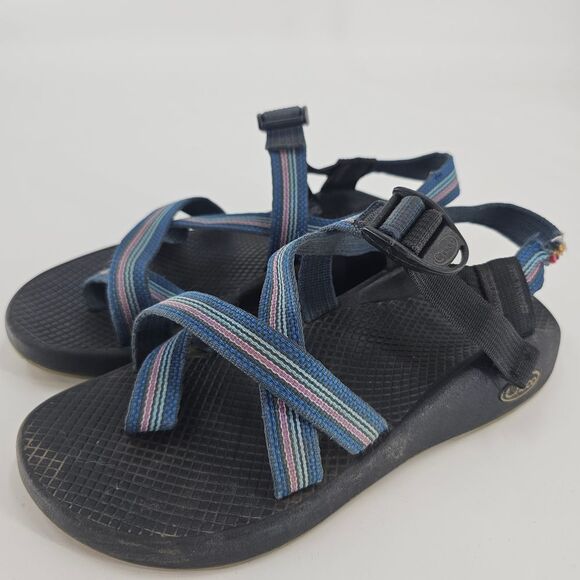 Chaco Blue Striped Sandals 8 Womens - Picture 4 of 6